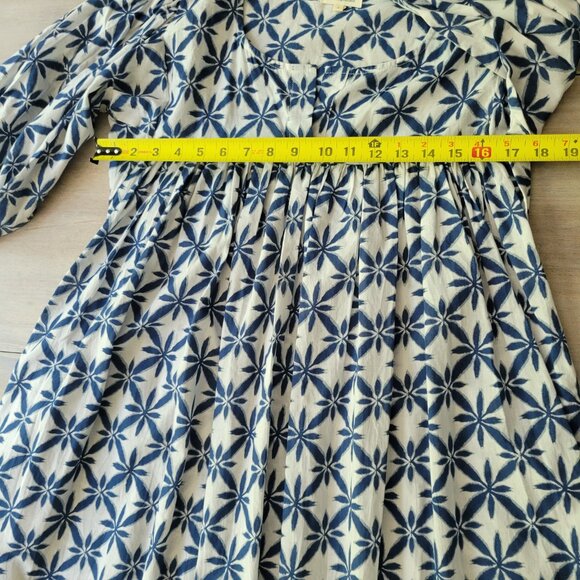 Promogranate Women’s Blue & White Geometric Floral Midi Dress Size Medium - Picture 9 of 10